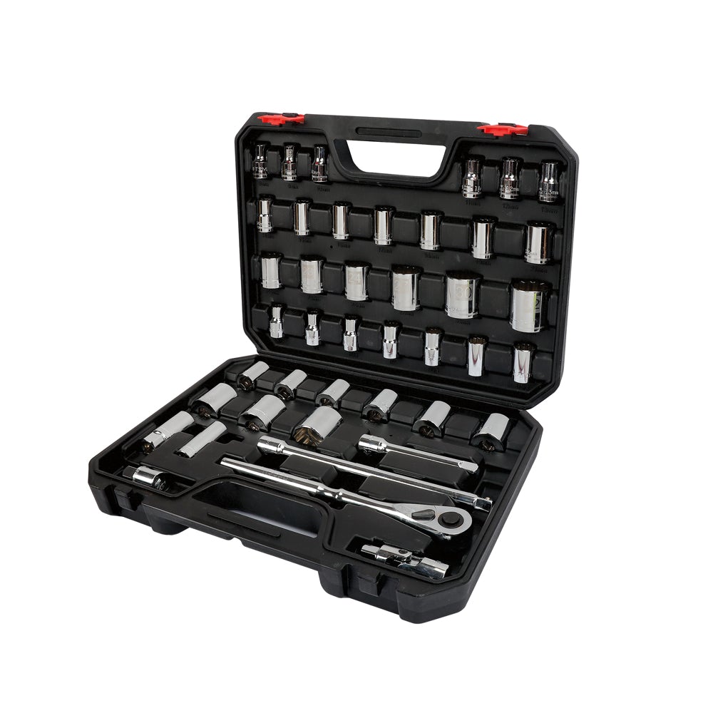 JUEGO DE DADOS Y ACCESORIOS CUADRO DE 1/2" COMBINADO, 42 PIEZAS URREA