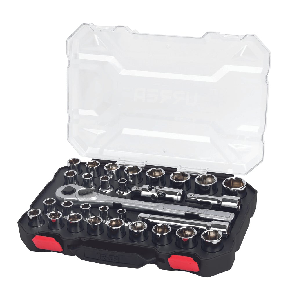JUEGO DE DADOS Y ACCESORIOS CUADRO DE 1/2" COMBINADO, 30 PIEZAS URREA