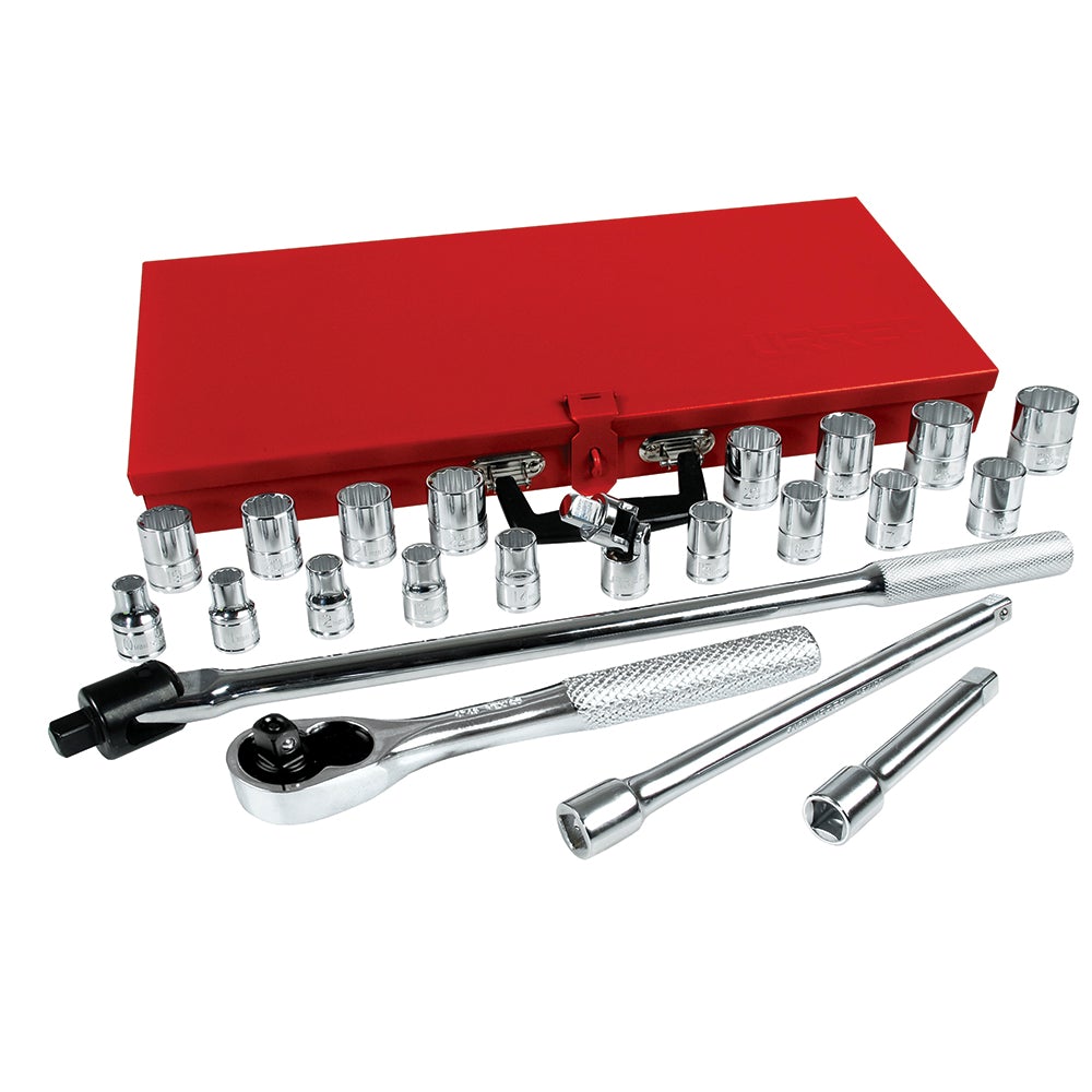 JUEGO DE DADOS Y ACCESORIOS CUADRO DE 1/2" MÉTRICO, 23 PIEZAS URREA