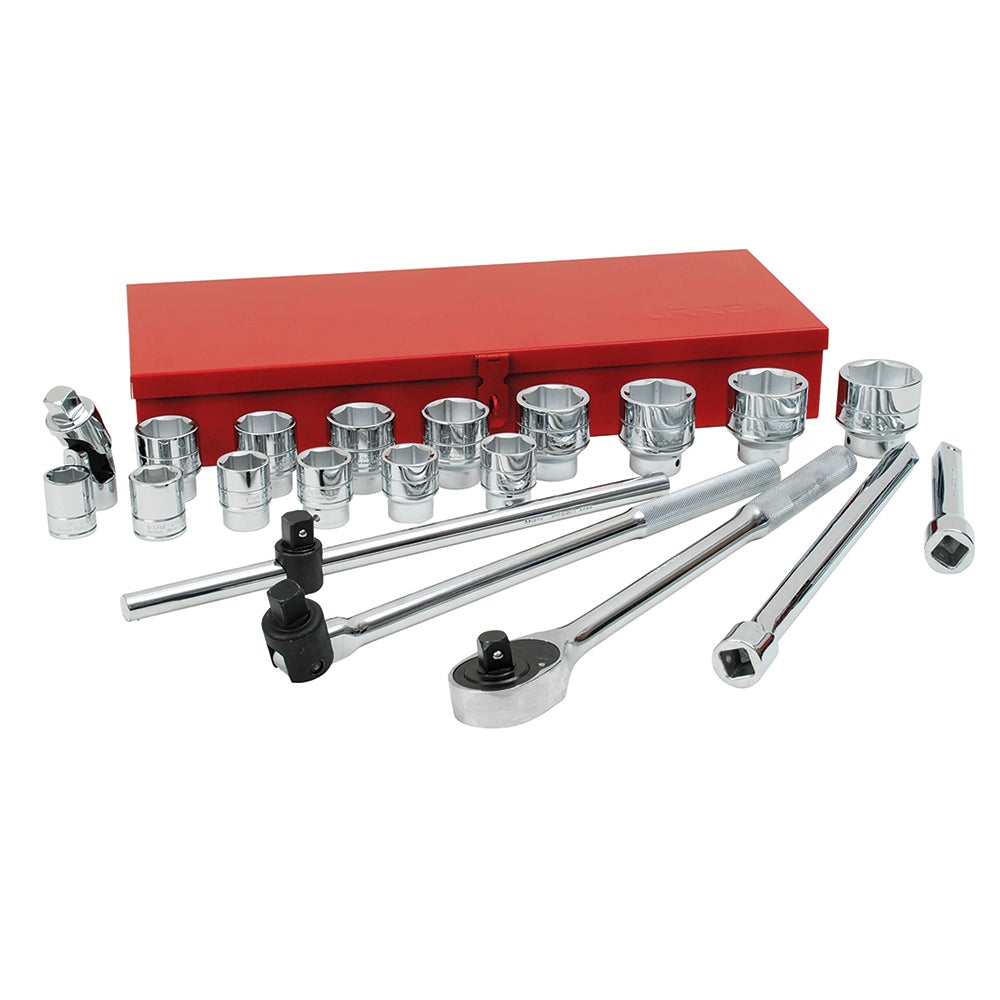 JUEGO DE DADOS Y ACCESORIOS CUADRO DE 3/4" EN PULGADAS, 21 PIEZAS URREA