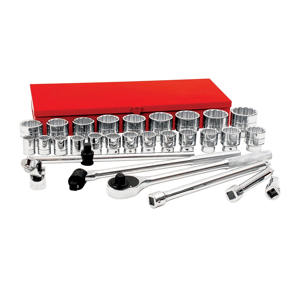 JUEGO DE DADOS Y ACCESORIOS CUADRO DE 3/4" EN PULGADAS, 30 PIEZAS URREA