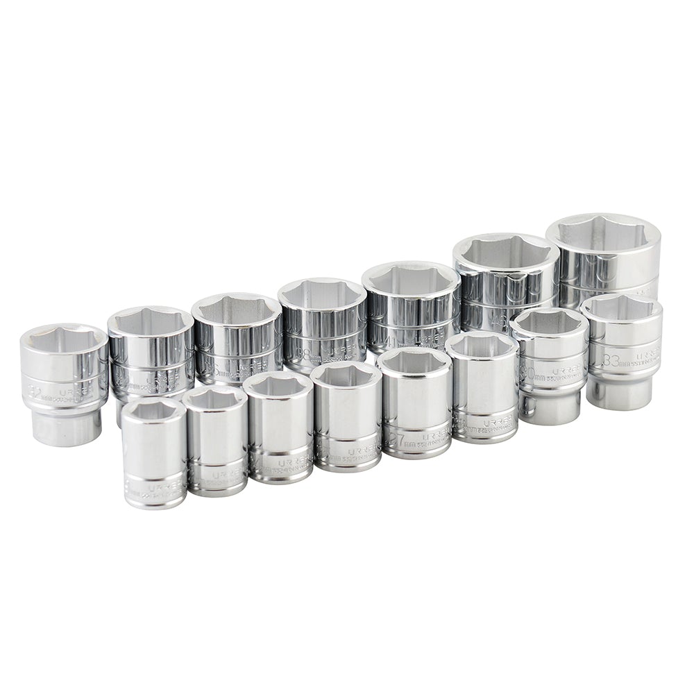 JUEGO DE 15 DADOS MÉTRICOS CUADRO DE 3/4", 6 PUNTAS URREA