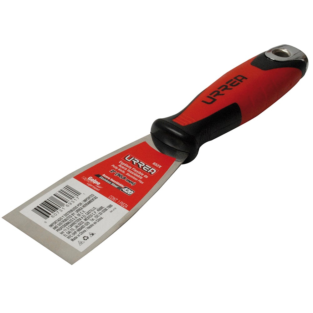 ESPÁTULA FLEXIBLE DE ACERO INOXIDABLE CON MANGO BIMATERIAL 2" URREA