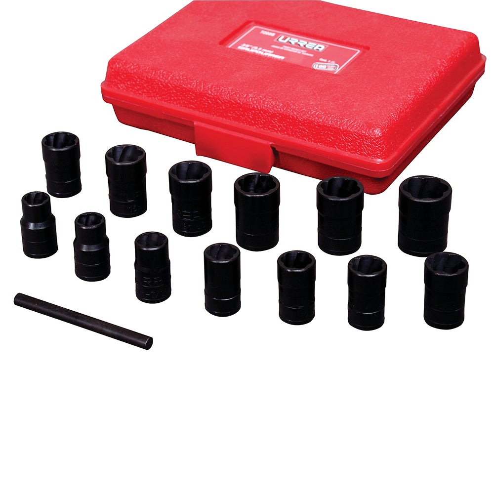 JUEGO DE EXTRACTOR TUERCAS BARRIDAS 3/8", 14 PIEZAS URREA