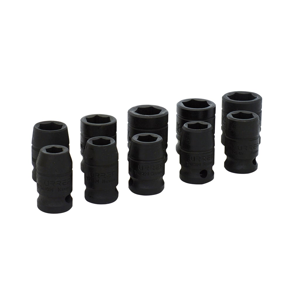 JUEGO DE 10 DADOS DE IMPACTO MÉTRICOS CUADRO DE 1/2", 6 PUNTAS URREA