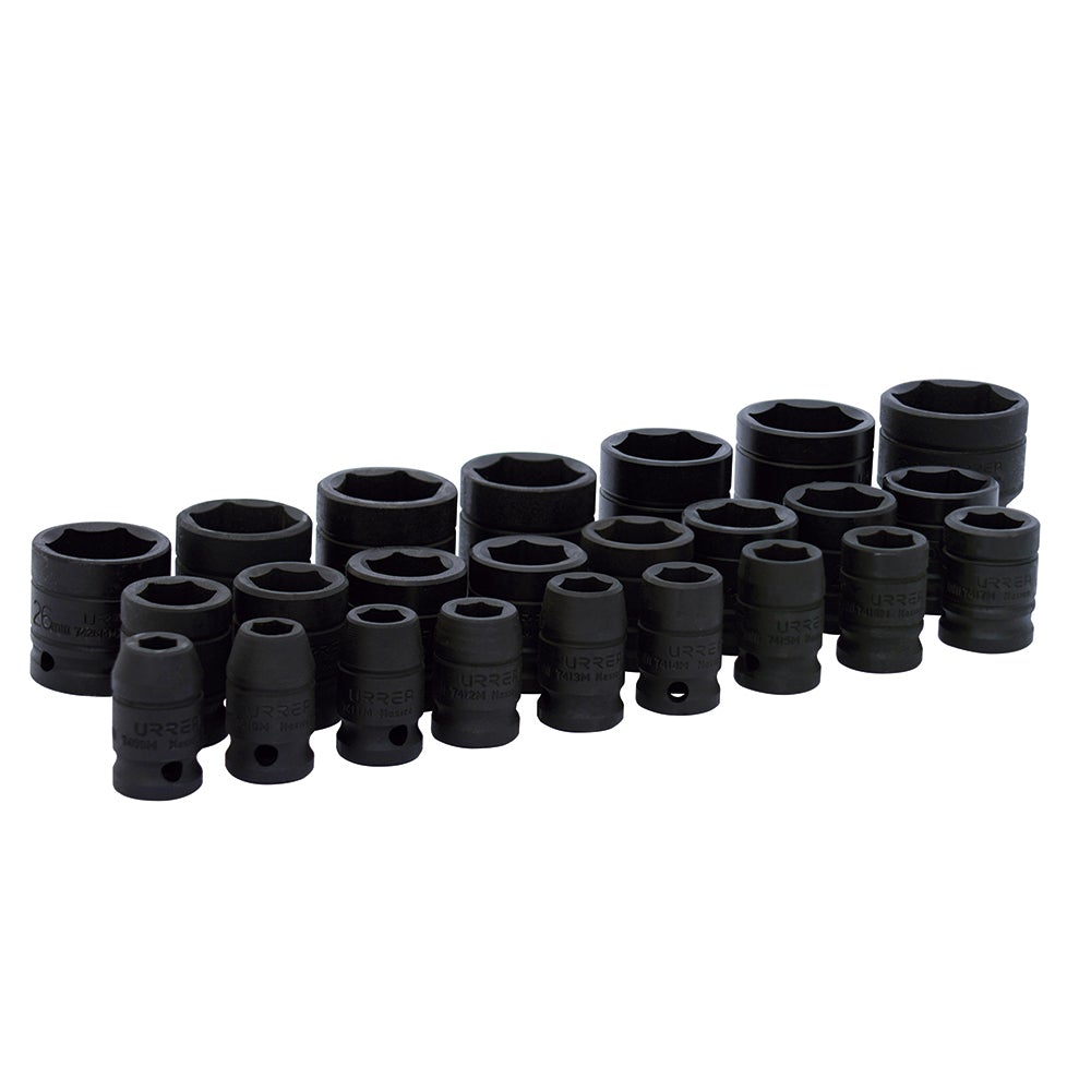 JUEGO DE 24 DADOS DE IMPACTO MÉTRICOS CUADRO DE 1/2", 6 PUNTAS URREA