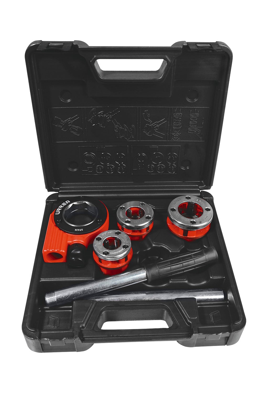 JUEGO DE TARRAJA PARA TUBO 1/2" A 1" NPT, 5 PIEZAS URREA