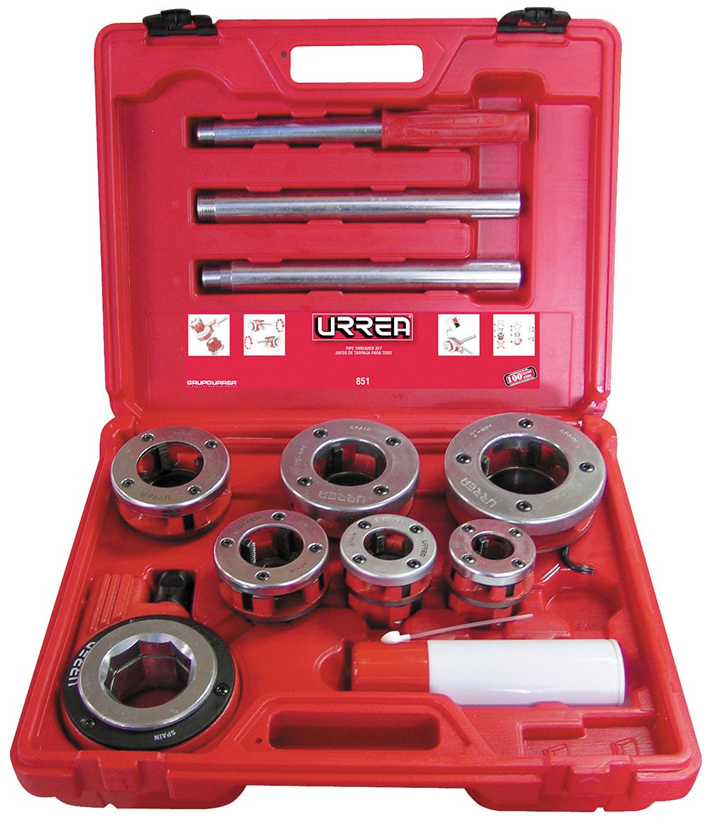 JUEGO DE TARRAJA PARA TUBO 1/2" A 2" NPT, 9 PIEZAS URREA