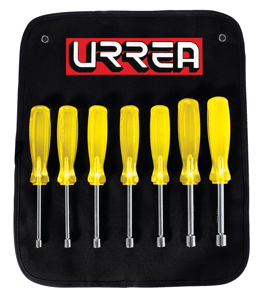 JUEGO DE 7 DESTORNILLADORES CON MANGO ÁMBAR, DE CAJA MÉTRICOS URREA