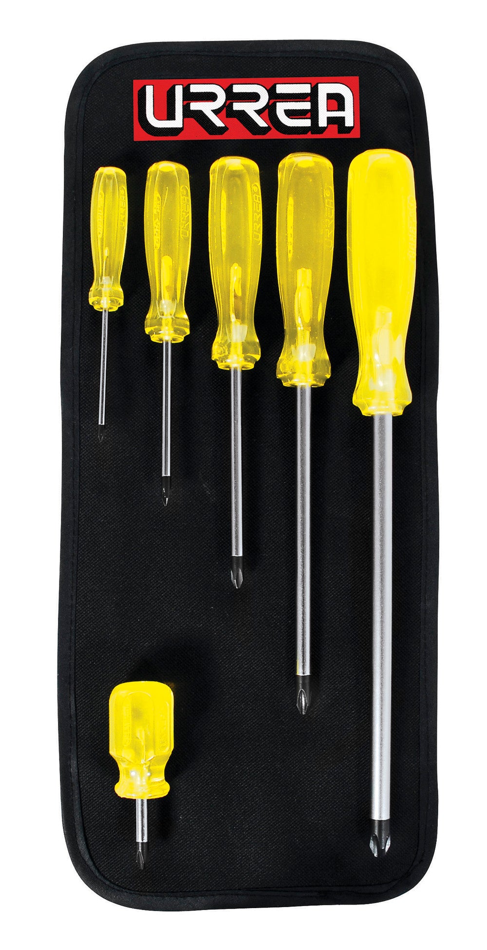 JUEGO DE 6 DESTORNILLADORES CON MANGO ÁMBAR, PUNTA PHILLIPS URREA