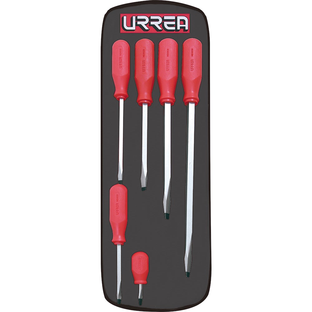 JUEGO DE 6 DESTORNILLADORES CON MANGO ROJO, COMBINADOS URREA