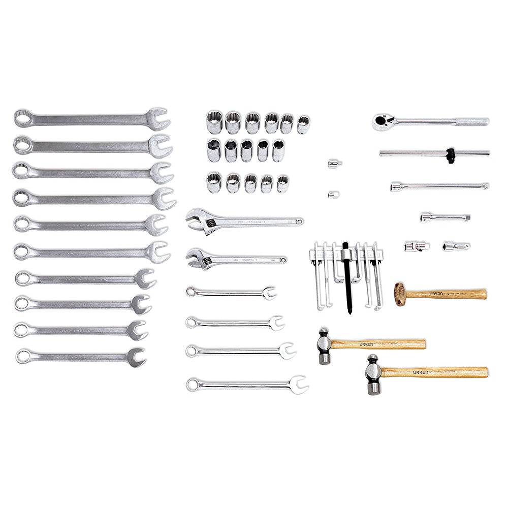 JUEGO BÁSICO INDUSTRIAL PARA MANTENIMIENTO PESADO EN PULGADAS 44 PIEZAS, SIN GABINETE URREA