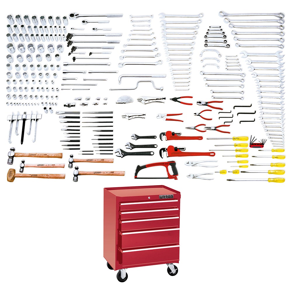 JUEGO MAESTRO INDUSTRIAL EN PULGADAS 270 PIEZAS, CON GABINETE EX27M5 URREA