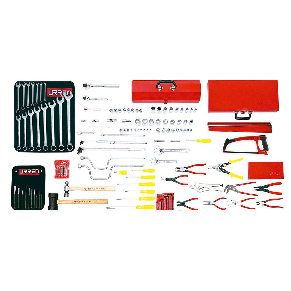 JUEGO BÁSICO INDUSTRIAL EN PULGADAS 124 PIEZAS, SIN GABINETE URREA