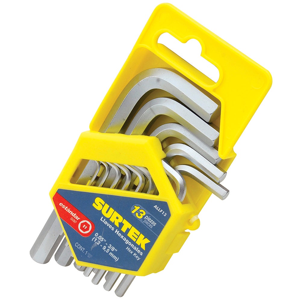 JUEGO DE 13 LLAVES HEXAGONALES TIPO "L", EN PULGADAS SURTEK