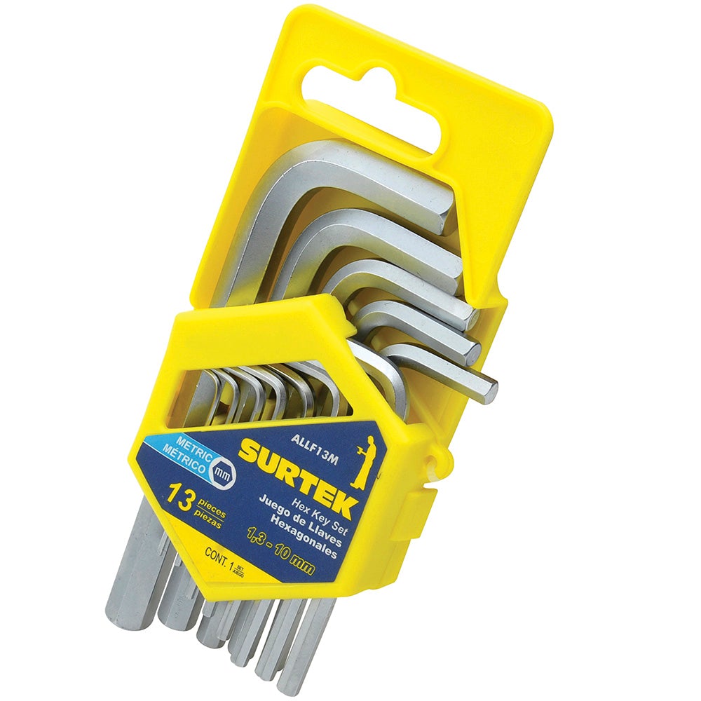JUEGO DE 13 LLAVES HEXAGONALES TIPO "L", MÉTRICAS SURTEK