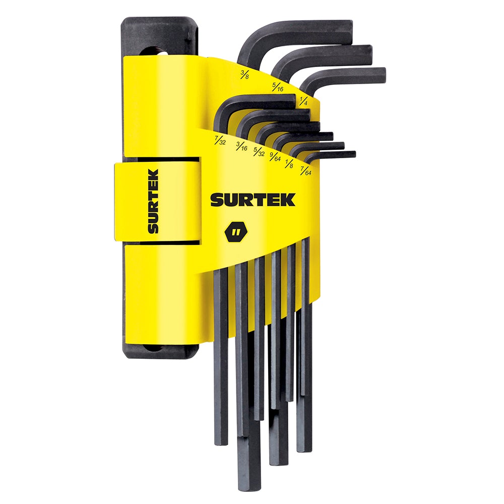 JUEGO DE 9 LLAVES HEXAGONALES TIPO "L", EN PULGADAS, EXTRA LARGAS SURTEK