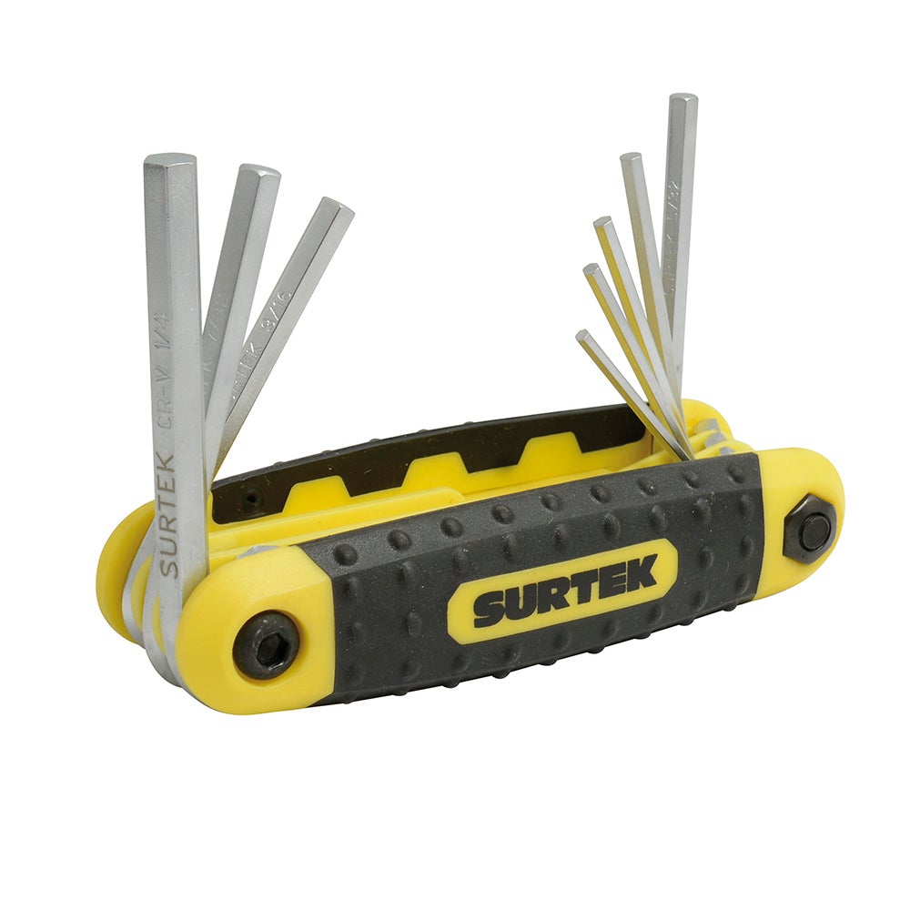 JUEGO DE 8 LLAVES HEXAGONALES EN PULGADAS TIPO NAVAJA SURTEK