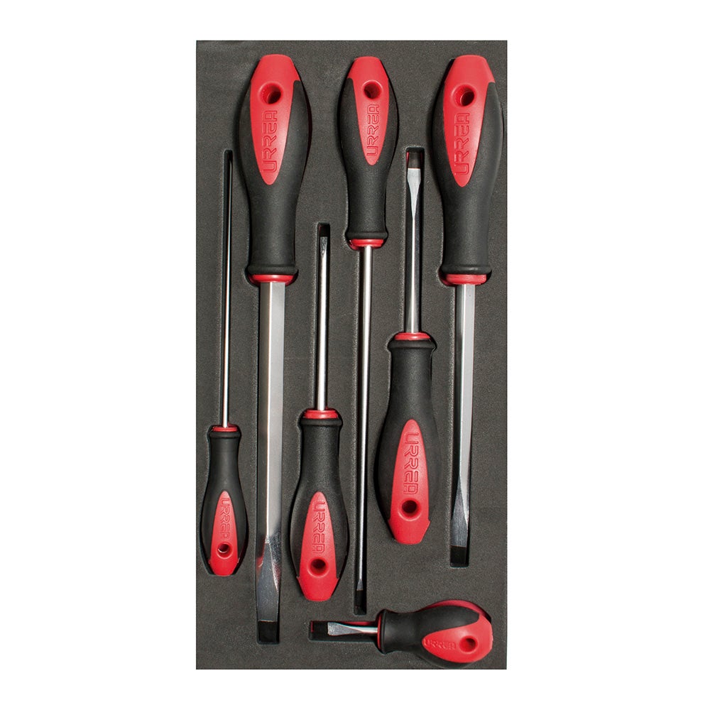 JUEGO DE 7 DESTORNILLADORES BIMATERIAL PUNTA PLANA URREA