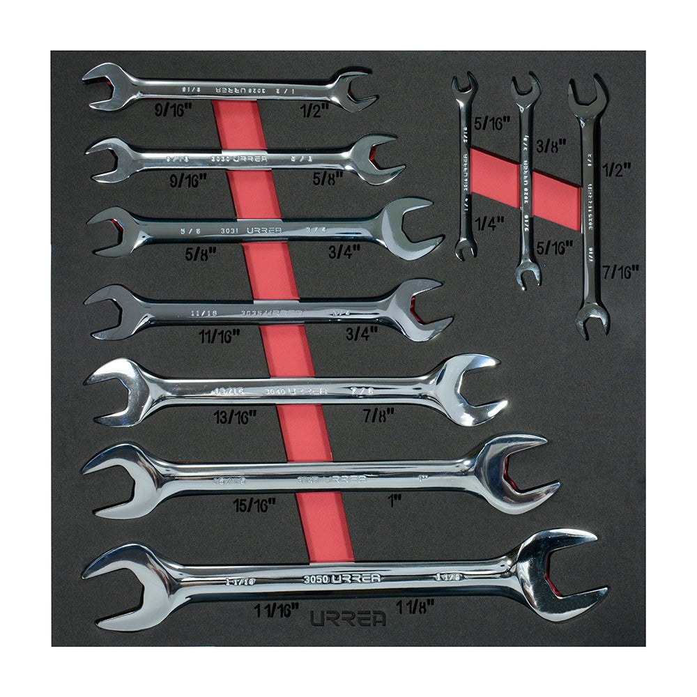 JUEGO DE 10 LLAVES ESPAÑOLAS EN PULGADAS URREA