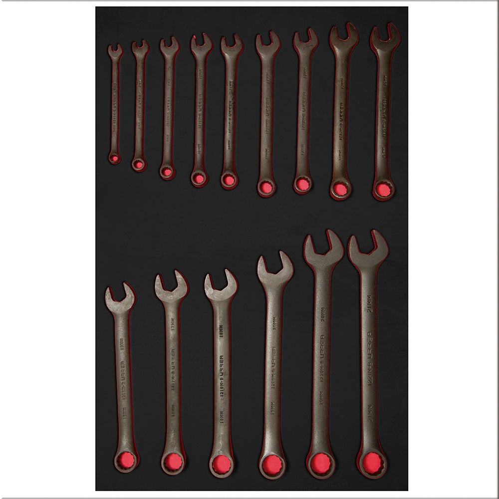 JUEGO DE 15 LLAVES COMBINADAS FOSFATIZADAS MÉTRICAS URREA