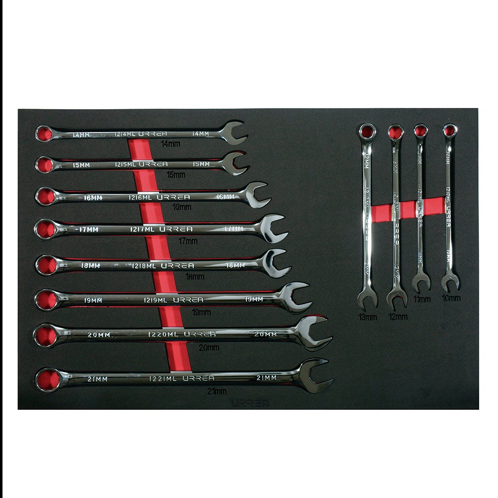 JUEGO DE 12 LLAVES COMBINADAS EXTRA LARGAS MÉTRICAS URREA