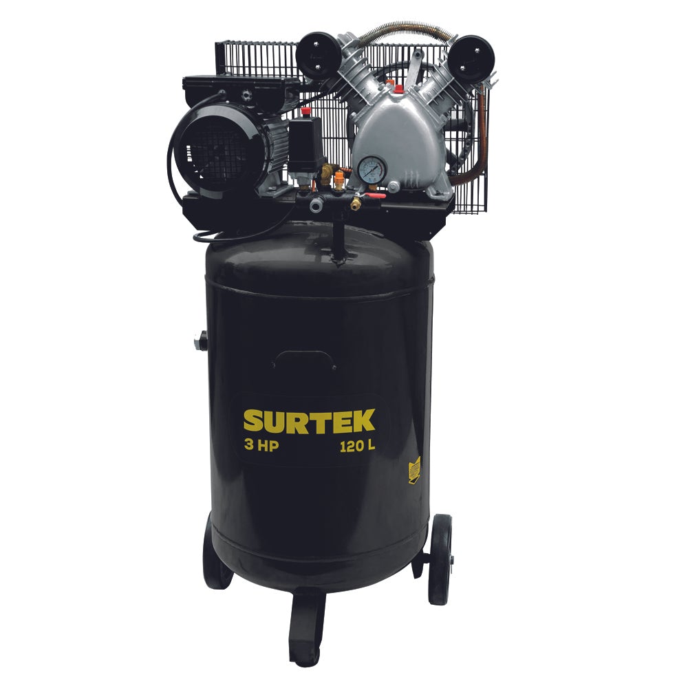 COMPRESOR DE AIRE ELÉCTRICO DE BANDA VERTICAL 120 LT 3 HP 127 V SURTEK