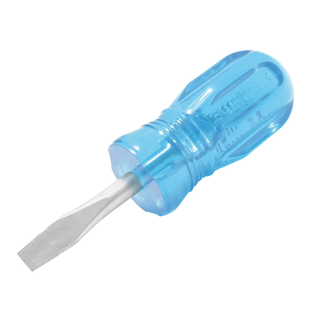 DESTORNILLADOR CON MANGO AZUL, PUNTA PLANA TIPO TROMPO 1/4" X 1-1/2" SURTEK