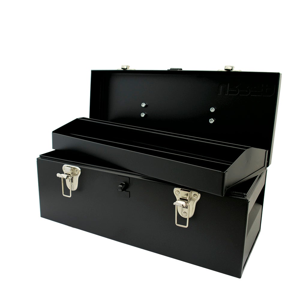 CAJA PORTAHERRAMIENTAS METÁLICA NEGRA 17" X 7" X 7" URREA