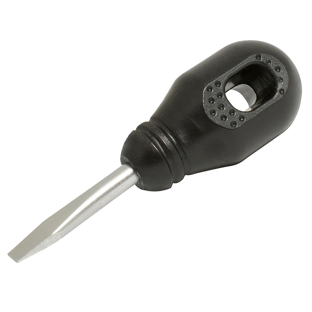 DESTORNILLADOR CON MANGO NEGRO, PUNTA PLANA TIPO TROMPO 1/4" X 1-1/4" FOY