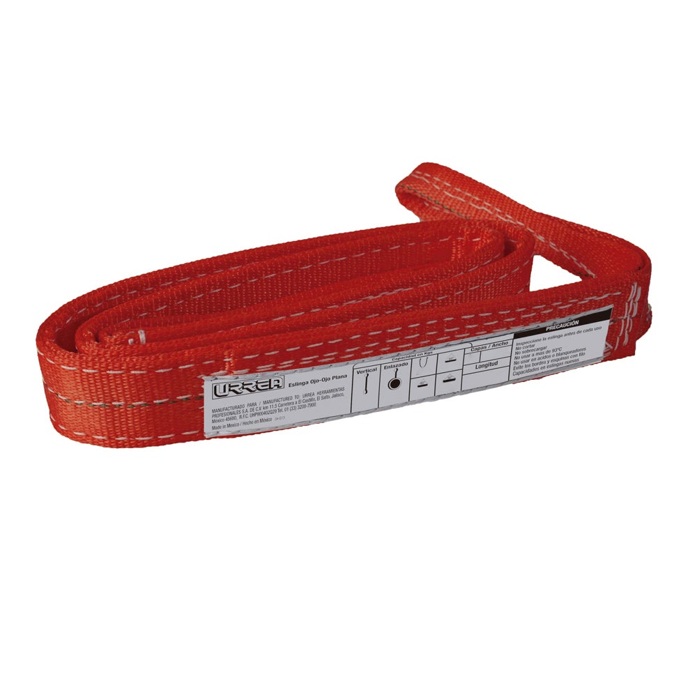 ESLINGA DE POLIÉSTER REFORZADA TIPO OJO-OJO 4" X 10 M, 2 CAPAS URREA