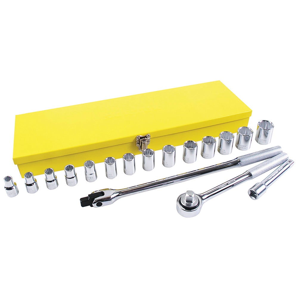 JUEGO DE DADOS Y ACCESORIOS CUADRO DE 1/2" EN PULGADAS, 17 PIEZAS SURTEK