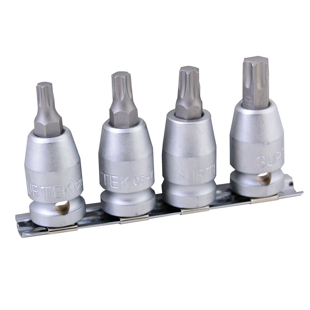 JUEGO DE 4 DADOS PUNTA TORX CUADRO DE 1/2" SURTEK