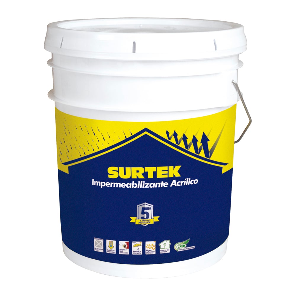 CUBETA DE IMPERMEABILIZANTE 19 LT COLOR BLANCO CON PROTECCIÓN DE 5 AÑOS SURTEK