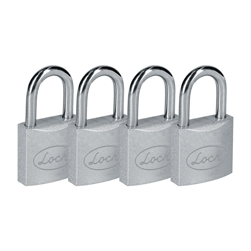 JUEGO DE 4 CANDADOS DE ACERO LARGOS 38 MM, LLAVE ESTÁNDAR LOCK