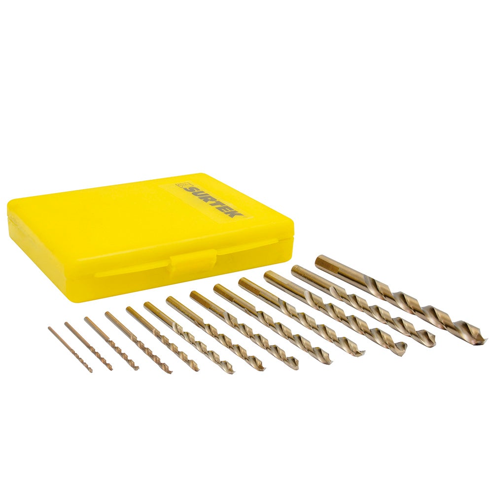 JUEGO DE 13 BROCAS CON COBALTO DE ACERO DE ALTA VELOCIDAD ZANCO RECTO SURTEK