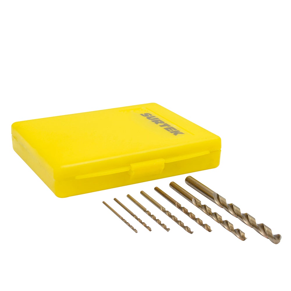 JUEGO DE 7 BROCAS CON COBALTO DE ACERO DE ALTA VELOCIDAD ZANCO RECTO SURTEK