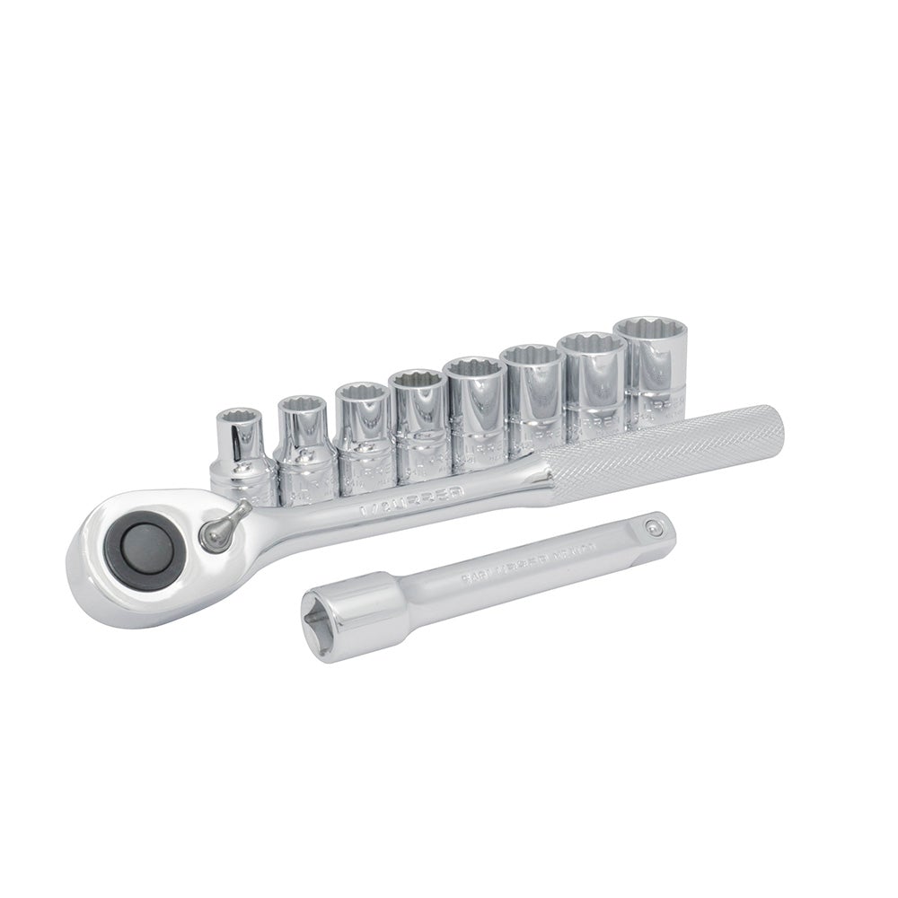 JUEGO DE DADOS Y ACCESORIOS CUADRO DE 1/2" EN PULGADAS, 10 PIEZAS URREA