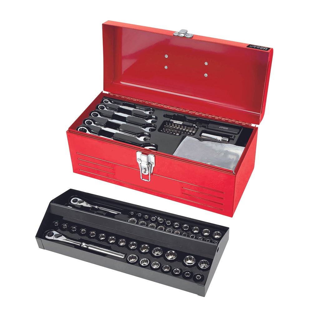 JUEGO DE DADOS Y ACCESORIOS COMBINADOS EN CAJA METÁLICA, 130 PIEZAS URREA