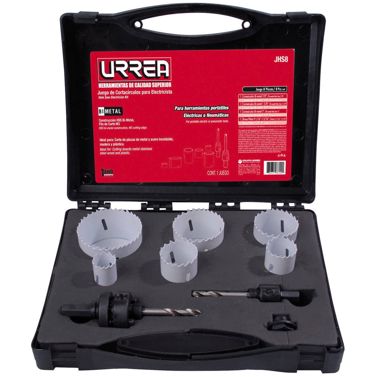 JUEGO DE 8 CORTACÍRCULOS BIMETÁLICOS URREA