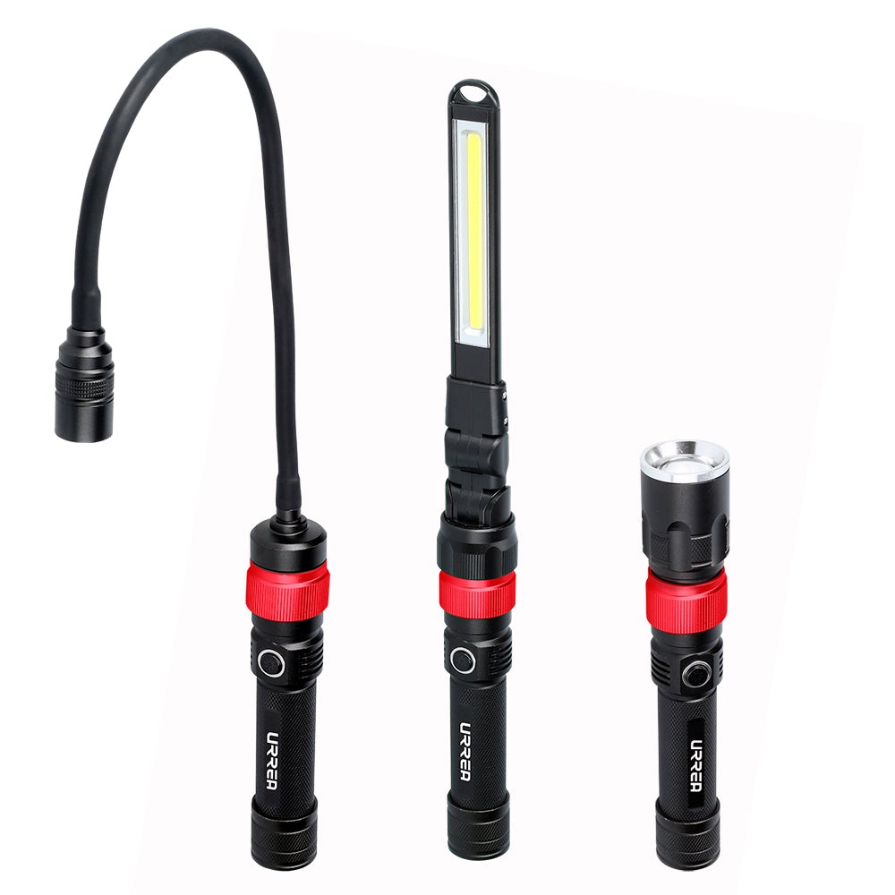 JUEGO DE LINTERNAS CON CABEZAS INTERCAMBIABLES RECARGABLES, 6 PIEZAS URREA