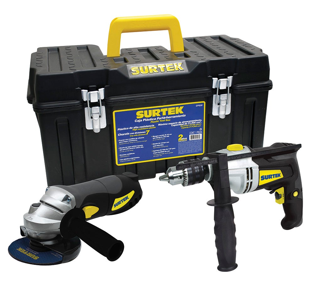 JUEGO COMBINADO DE HERRAMIENTA DE PODER CON CAJA PLÁSTICA, 3 PIEZAS SURTEK