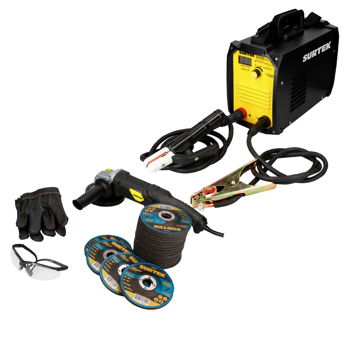 JUEGO DE SOLDADORA Y ESMERILADORA CON ACCESORIOS, 24 PIEZAS SURTEK