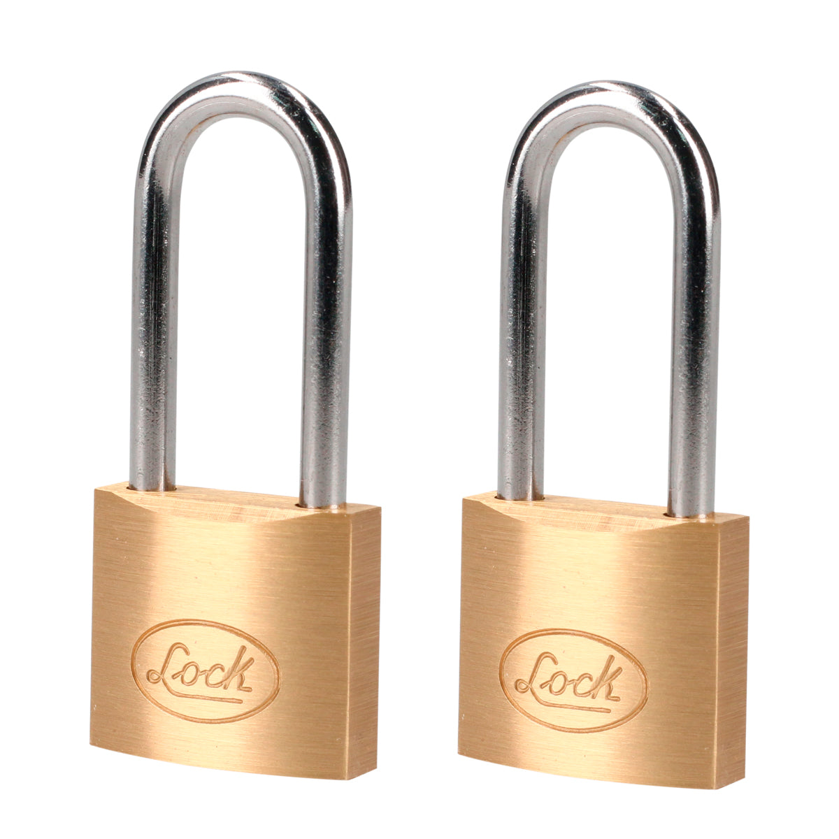 JUEGO DE 2 CANDADOS DE LATÓN LARGOS 25 MM, LLAVE ESTÁNDAR LOCK