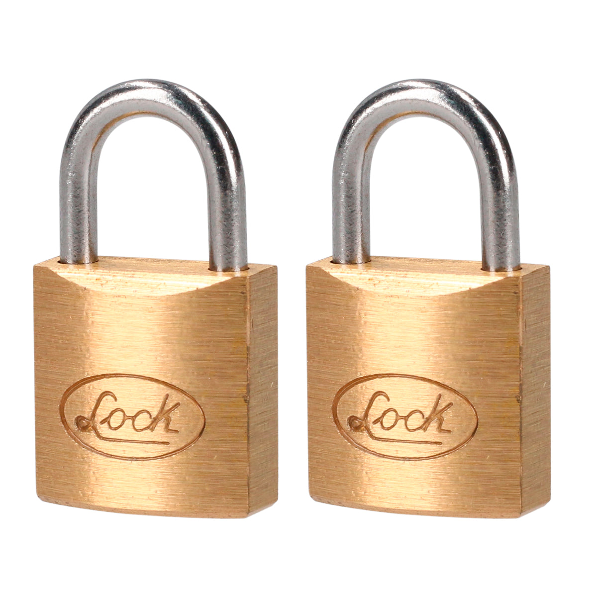 JUEGO DE 2 CANDADOS DE LATÓN CORTOS 20 MM, LLAVE ESTÁNDAR LOCK