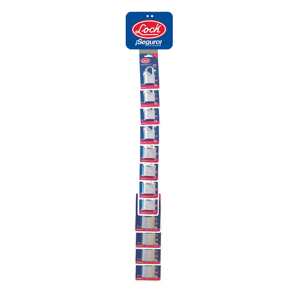 TIRA DE IMPULSO CON CANDADOS DE ACERO HORQUILLA LARGA 8 X 100 CM, 19 PIEZAS LOCK