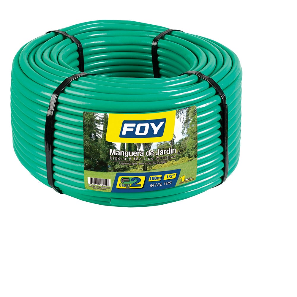 MANGUERA PARA JARDÍN LISA EN ROLLO 2 CAPAS 1/2", 100 M FOY
