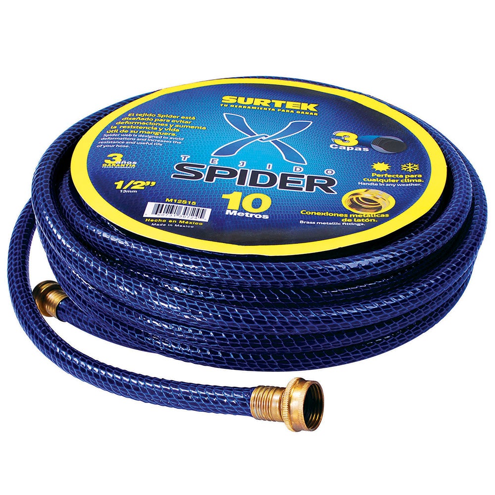 MANGUERA PARA JARDÍN TEJIDO SPIDER 1/2", 10 M SURTEK