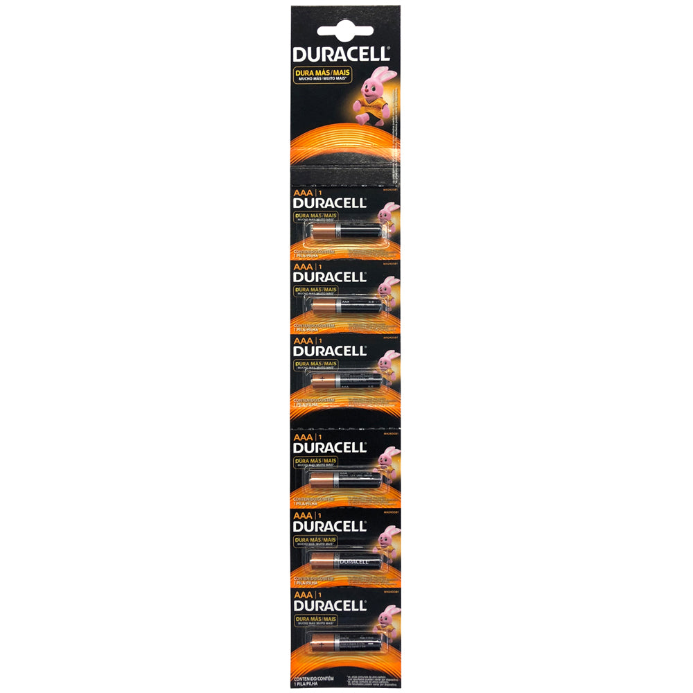 TIRA DE PILAS ALCALINAS DURACELL® "AAA" 6 PIEZAS SURTEK