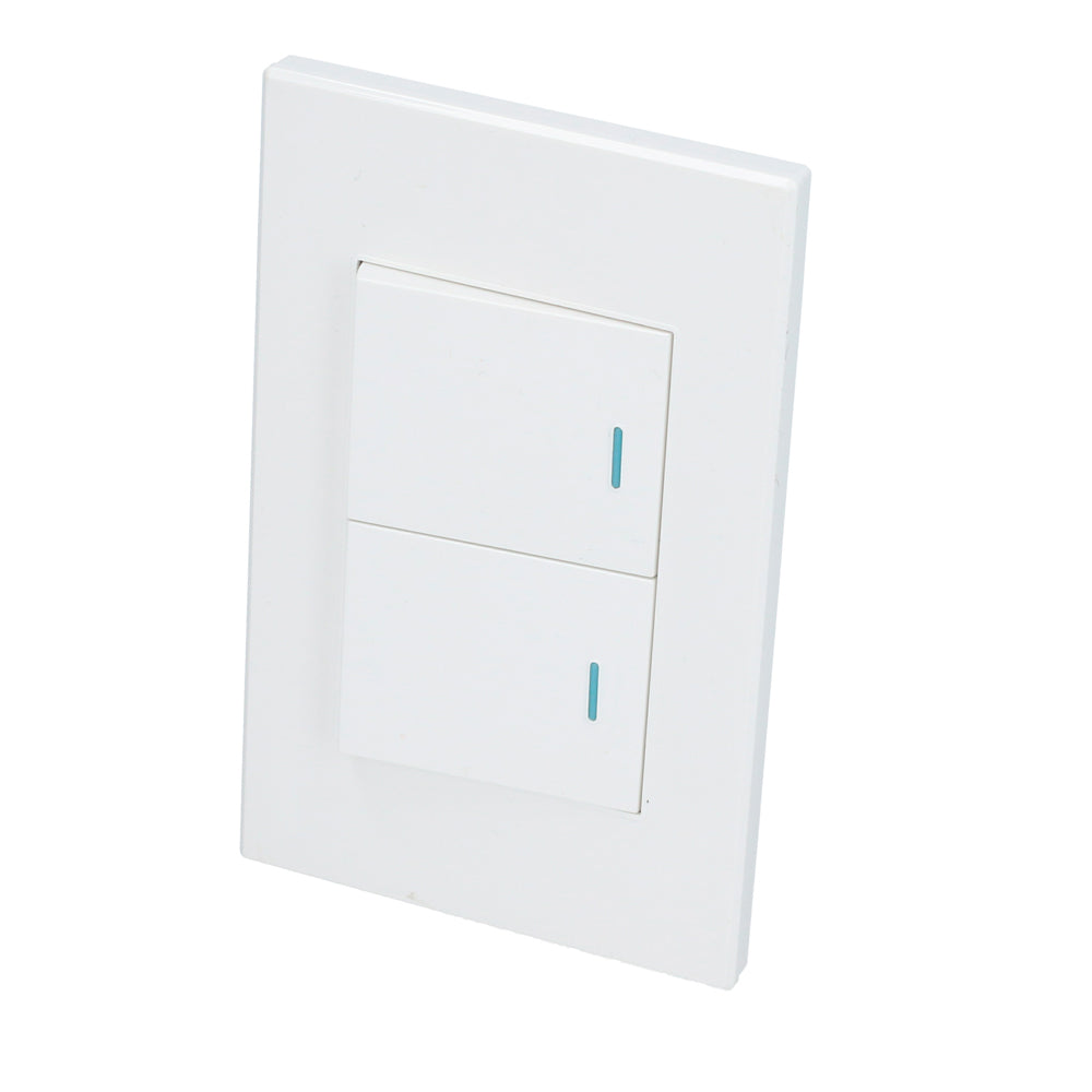 PLACA 2 SWITCH 1/2, LÍNEA PREMIUM, COLOR BLANCO SURTEK